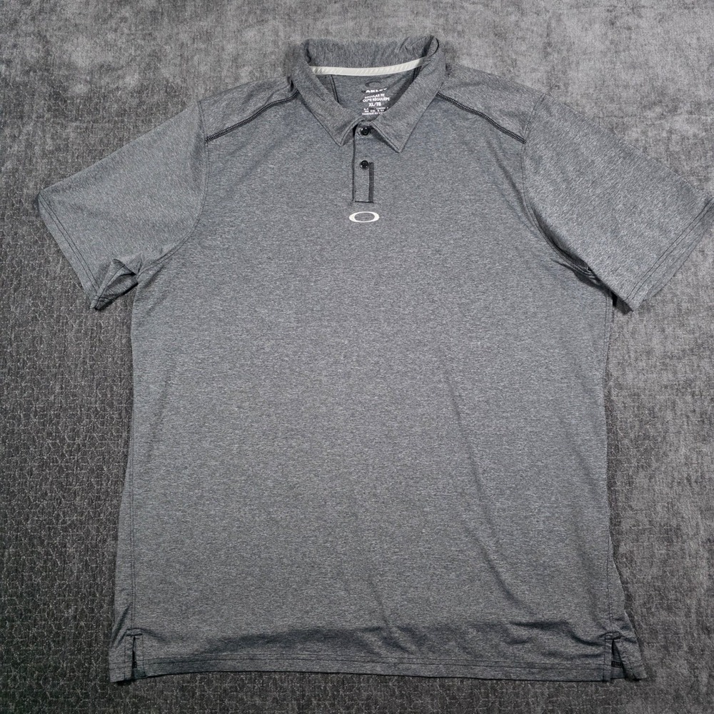 Oakley Mens XL Regular Fit Ohydrolix Polo Shirt Gray Heather Short Sleeve Golf